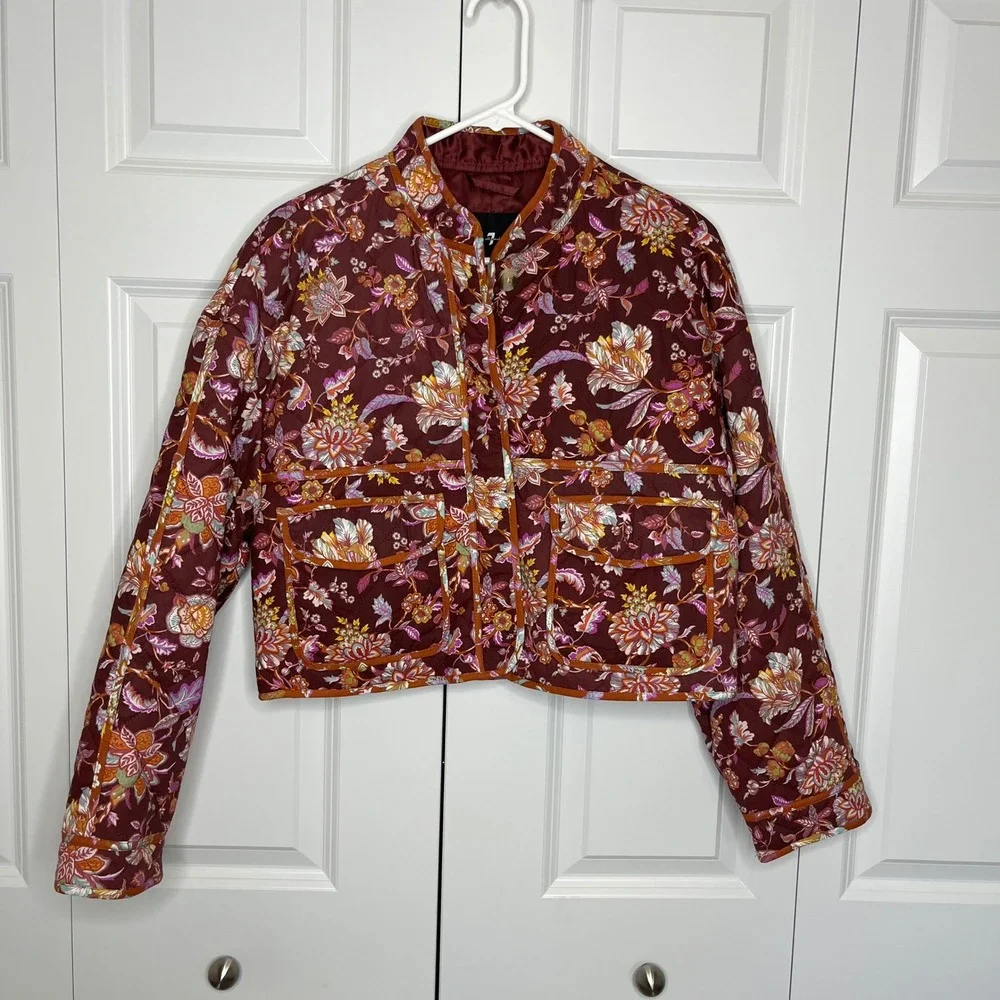 7 For All Mankind NWT‎ Floral Quilted Jacket Small Boho